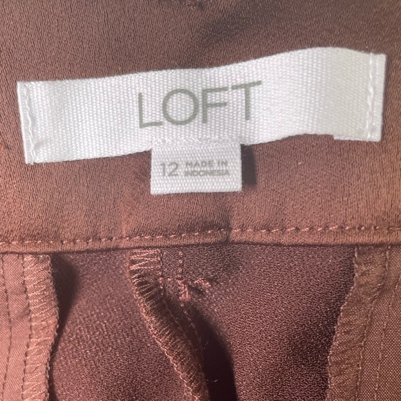 LOFT Peyton Trouser Brown Pants in Satin sz 12 - Picture 5 of 9